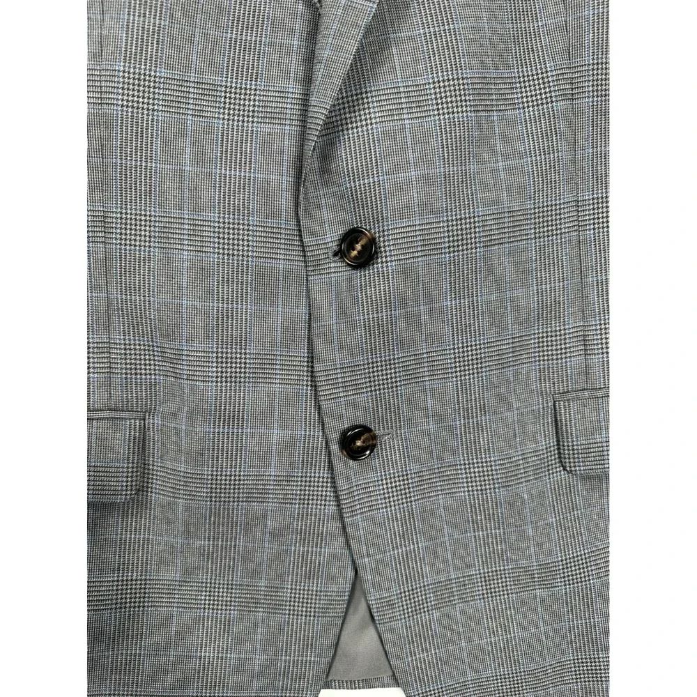 Ralph Lauren Men's Gray Plaid Two‎ Button Blazer Sport Coat Jacket